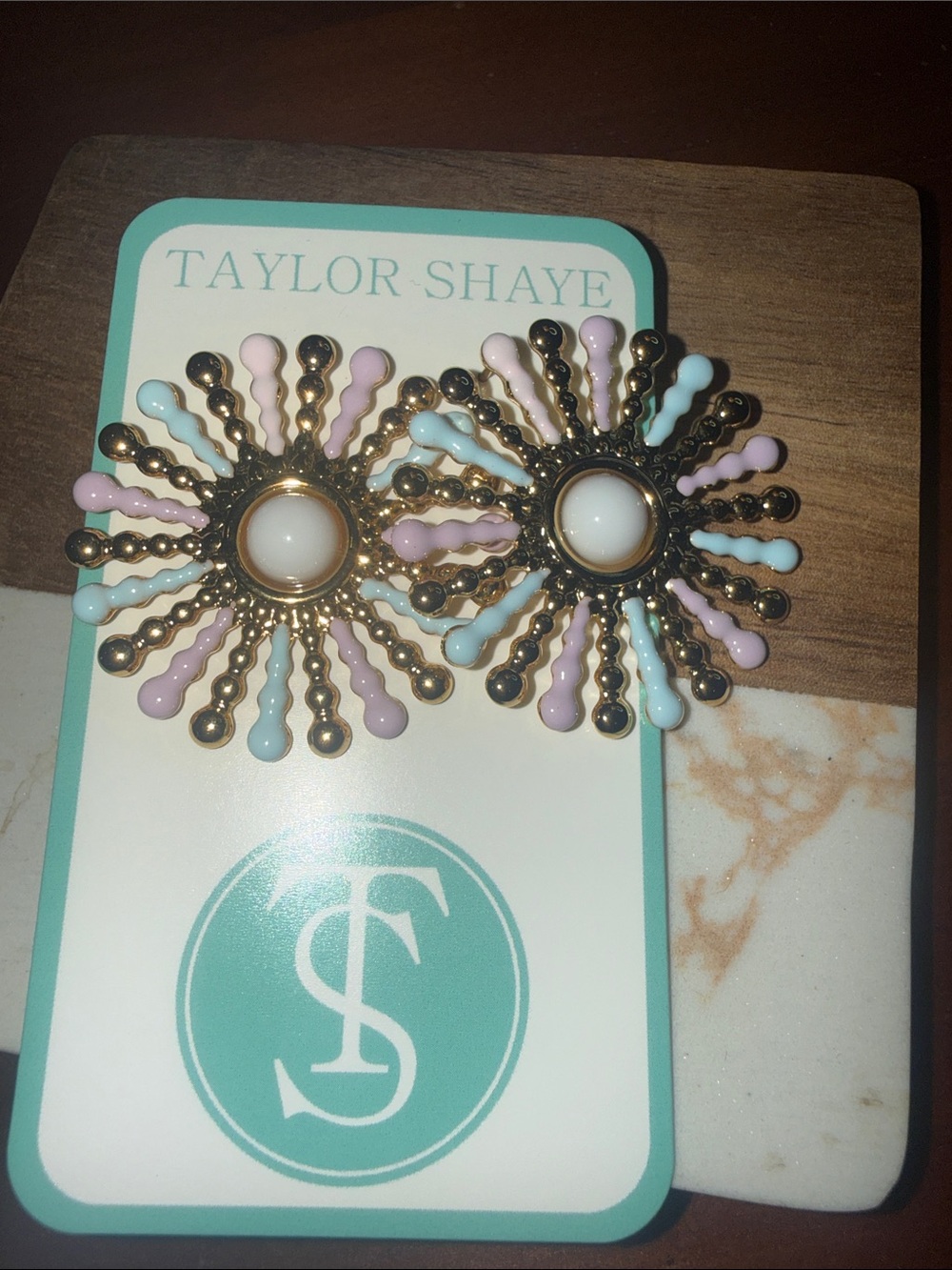 Pastel Sunburst Earrings - Pink & Light Blue